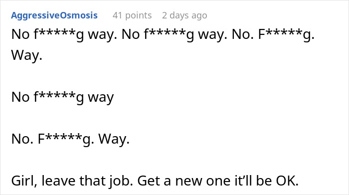 Comment expressing strong disbelief about a boss who doesn’t want employee bikini pictures posted online. - 23