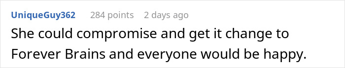 Comment from UniqueGuy362 discussing a tattoo and its impact on a friend's love life, mentioning compromise ideas.