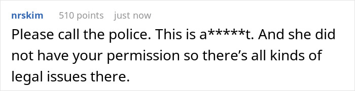 Comment discussing legal issues of an unlicensed ear piercing done by aunt without permission during baby visit.