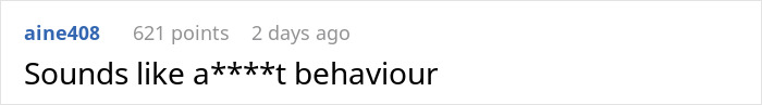 Screenshot of a Reddit comment saying sounds like a*****t behaviour in a discussion about marriage issues.