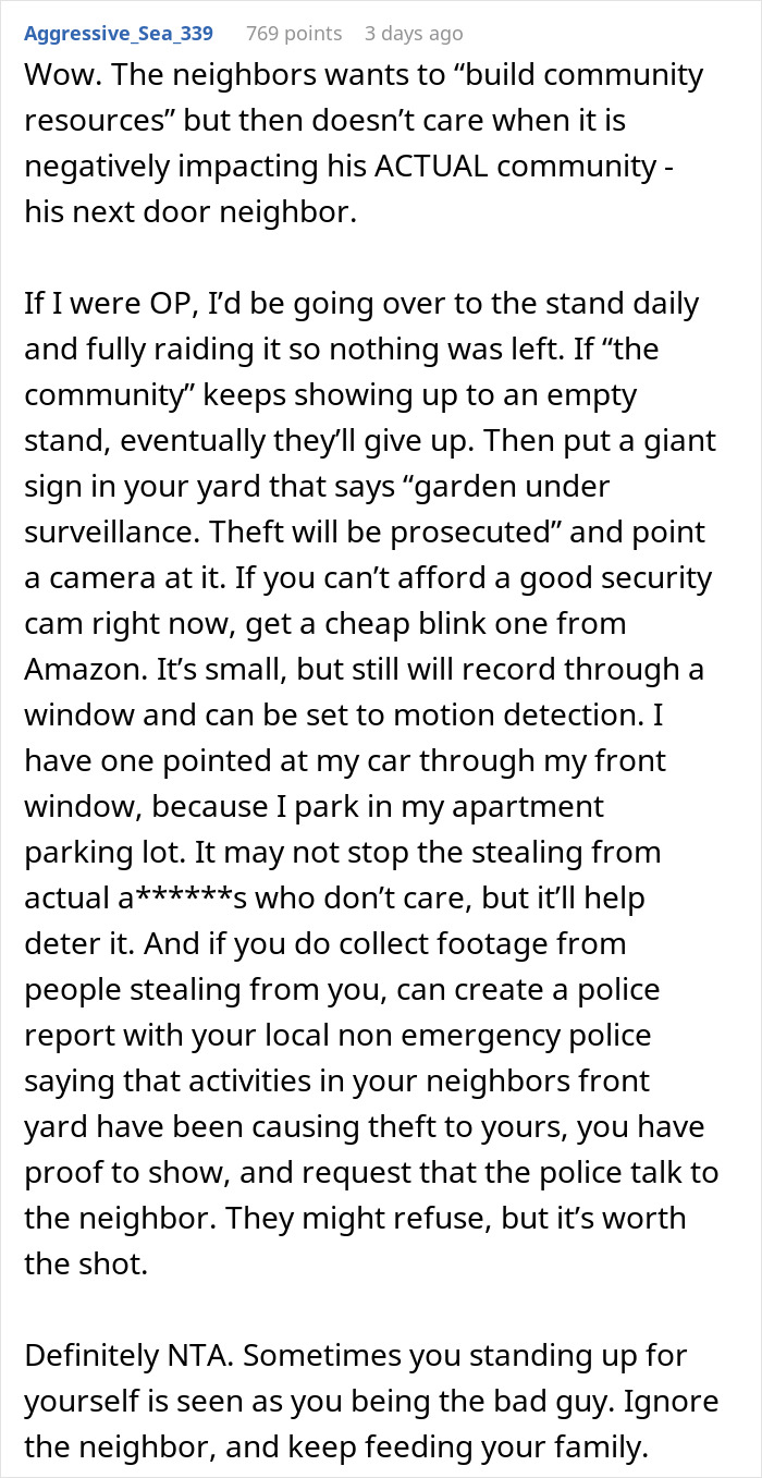 Man rants about neighbor&rsquo;s farm stand causing theft and suggests surveillance to stop stealing incidents.