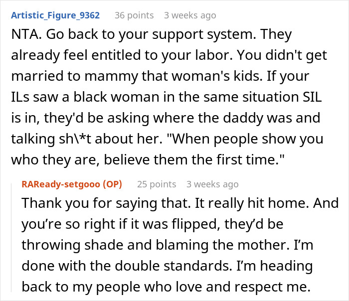 Commenters discuss racist double standards faced by a pregnant woman refusing to babysit her niblings.