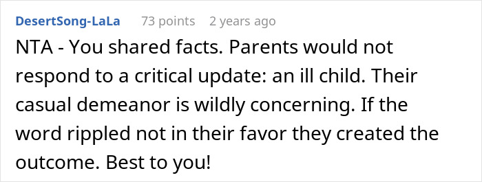 Comment on a forum expressing concern over parents ignoring critical updates about their ill child, relevant to family blacklisted local babysitters.