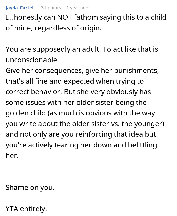 Comment criticizing stepmom for banning teen from family dinners for singing, discussing family dynamics and punishment. Comment criticizing stepmom for banning teen from family dinners for singing, discussing family dynamics and punishment.