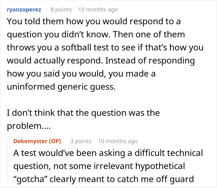 Conversation about a recruiter judging work ethics based on an unrelated Grand Canyon question during an interview. - 16