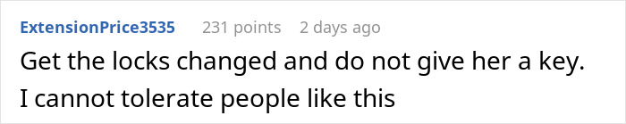 Comment expressing anger over MIL entering house uninvited and reorganizing, upsetting DIL who sees it as an unwelcome favor.