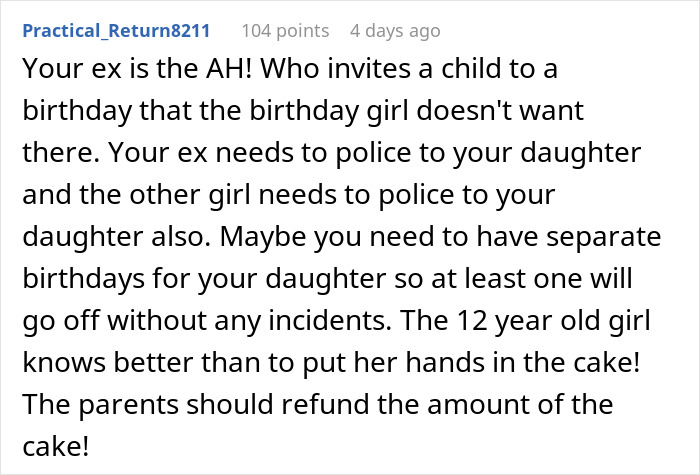 Comment discussing a mom inviting an unwanted guest to her daughter’s party and the resulting apology demands after a party issue. Comment discussing a mom inviting an unwanted guest to her daughter’s party and the resulting apology demands after a party issue.