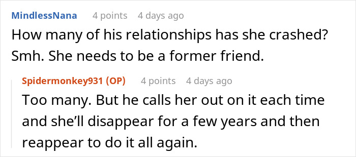 Online discussion about fiancé’s female friend demanding speech, matching dress, best man role, and bride’s reaction to cut ties. - 21