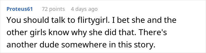 Screenshot of an online comment discussing a man demoted to friend by his girlfriend and his upgrade to flirty bachelor.