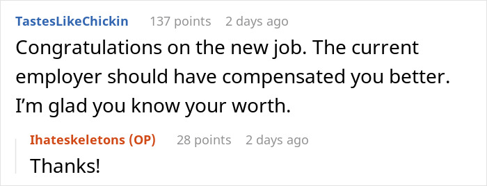 Screenshot of a forum conversation about an employee leaving a company after a wage reduction. - 17