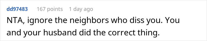 Screenshot of an online comment supporting a pregnant lady who caught a neighbor lurking around her house multiple times. - 42