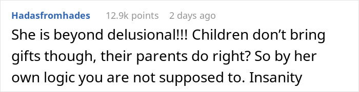 Screenshot of a social media comment reacting to a woman not inviting her half-sister to her wedding yet expecting a gift. - 13