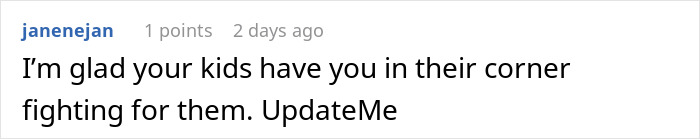 Comment highlighting support for children of a man facing legal consequences as a deadbeat dad refusing a wife&rsquo;s small favor.