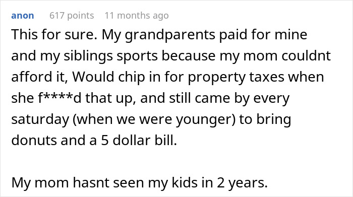 User comment discussing challenges of modern parenting and family support, reflecting on mixed reactions to modern parents. User comment discussing challenges of modern parenting and family support, reflecting on mixed reactions to modern parents.