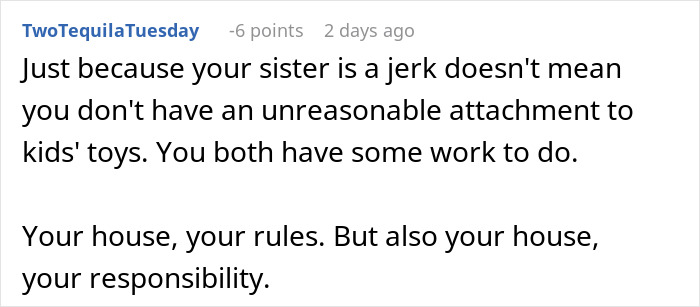 Comment on a forum about a woman upset after her son's party was cut short when his sentimental toy was broken.