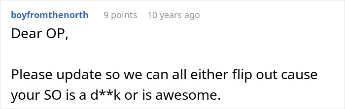 Screenshot of a forum comment asking for an update about best friend seeing girlfriend with another man situation.