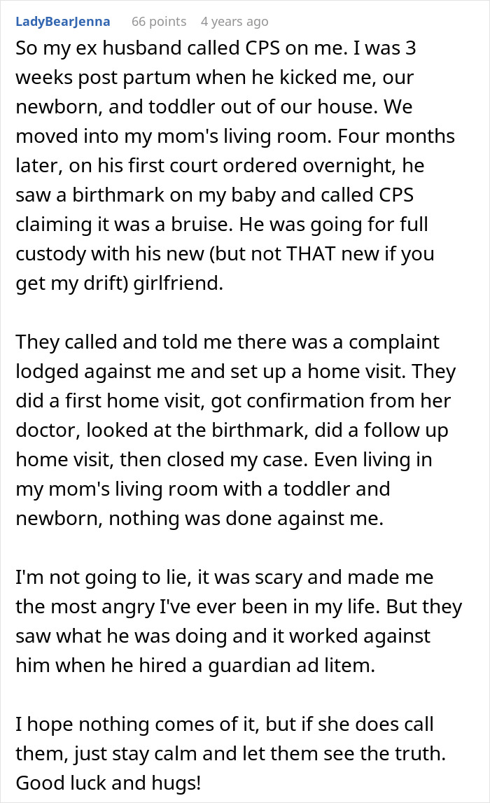 Woman seeking advice after CPS threats from mother-in-law, dealing with custody and child safety concerns. Woman seeking advice after CPS threats from mother-in-law, dealing with custody and child safety concerns.