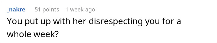 Screenshot of an online comment reacting to a woman creating a mess in her sister-in-law’s home and facing a reality check. - 19