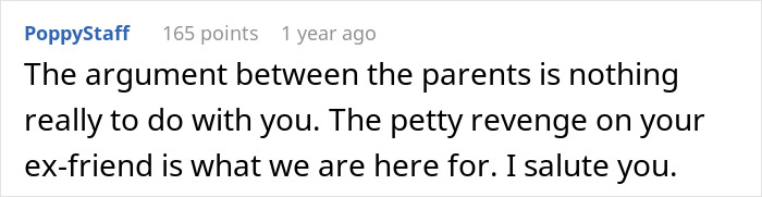 Comment from PoppyStaff discussing petty revenge related to gold digger holiday friend drama in an online forum. - 19