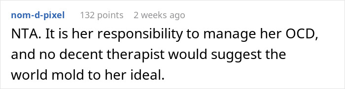 Comment on a forum post about a woman freaking out over roommate&rsquo;s Jewish traditions triggering her OCD and responsibility to manage it.