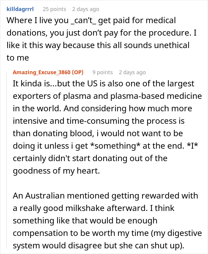 Woman denied plasma donation demands payment and accuses staff of racism during medical donation discussion. Woman denied plasma donation demands payment and accuses staff of racism during medical donation discussion.