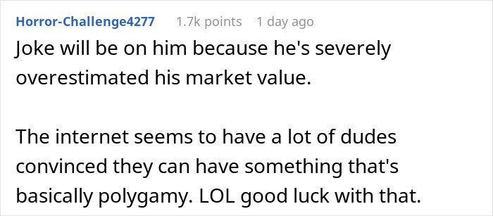 Comment expressing skepticism about polyamory and comparing it to misunderstood polygamy concepts online. - 62