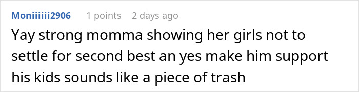 User comment on a social platform about a man facing legal consequences as a deadbeat dad for neglecting child support responsibilities.