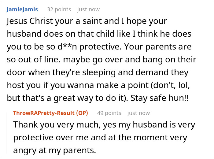 Reddit comments discussing parents wanting to wake a man who sleeps past noon despite having a pregnant wife.