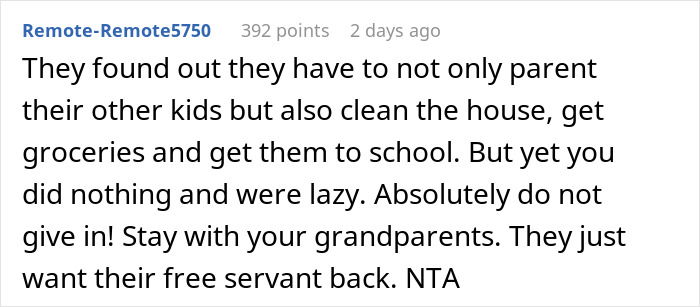 Screenshot of an online comment about an 18-year-old leaving a toxic home to escape sharing a roof with toxic parents. Screenshot of an online comment about an 18-year-old leaving a toxic home to escape sharing a roof with toxic parents.