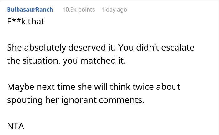 Reddit comment expressing strong support for a woman standing up to ignorance about men leaving sick wives and infertility stats. - 17