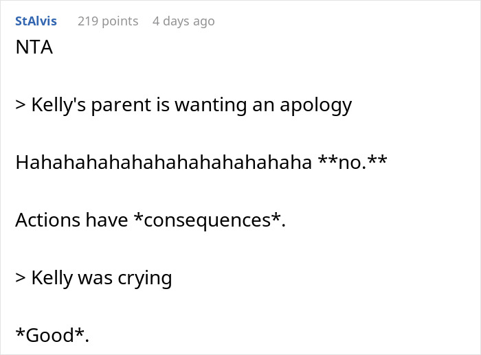 Reddit comment discussing mom inviting unwanted guest to daughter's party and the need for an apology after fallout. Reddit comment discussing mom inviting unwanted guest to daughter's party and the need for an apology after fallout.