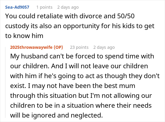 Screenshot of an online discussion showing a mom expressing feelings of failure as her marriage falls apart due to husband&rsquo;s new hobby.