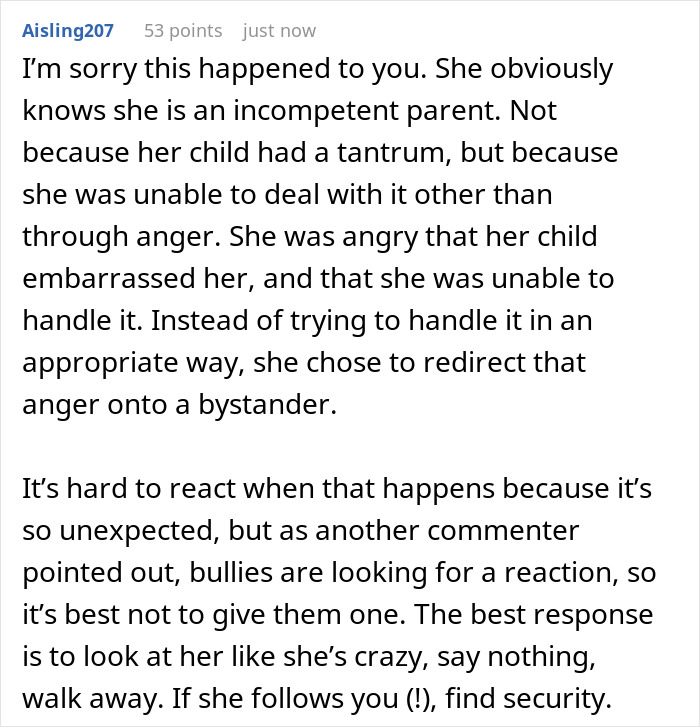 Commenter explains rude mom’s anger and suggests staying calm to survive TSA encounters with disruptive children. - 30