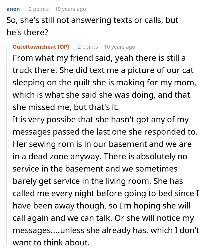 Reddit conversation about best friend saw girlfriend with another man and checking email messages for updates.