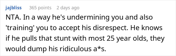 Screenshot of a forum comment discussing a man calling his girlfriend sister and the impact on their relationship.