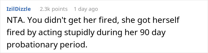 Comment on a forum post discussing a nurse getting fired amid accusations involving a family member and workplace conflict. Comment on a forum post discussing a nurse getting fired amid accusations involving a family member and workplace conflict.