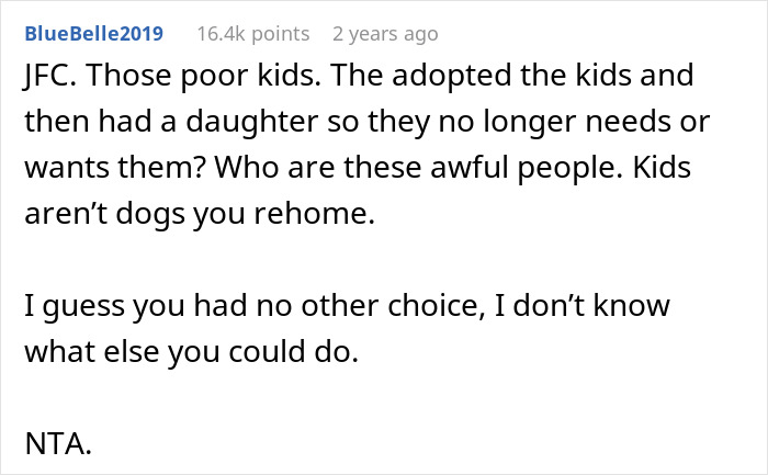 Comment expressing concern about adopted kids being rejected by mom during divorce and involvement of CPS.