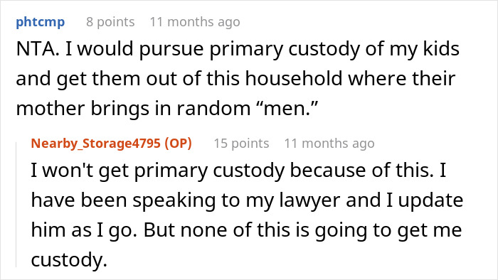 Alt text: Man discussing custody struggles due to woman cheating and bringing other men who care for her children.