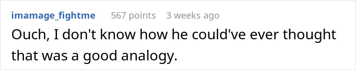 Comment reading Ouch, I don't know how he could've ever thought that was a good analogy in response to best man&rsquo;s speech comparing groom&rsquo;s choice to IKEA shopping.