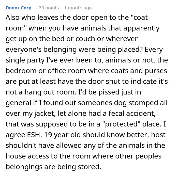 Comment discussing frustration over a woman refusing to replace nephew&rsquo;s dog-ruined jacket despite warnings.