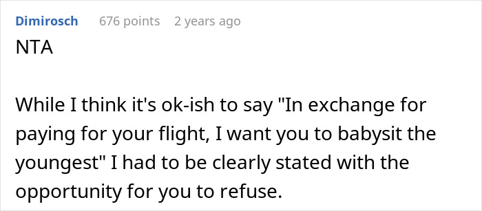 Woman sneakily swapping seats on a trip to avoid babysitting her little sister during their dad-paid family travel.