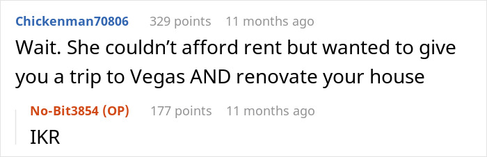 Comments discussing a woman discovering contractors quoting home remodel jobs and suspecting her roommate&rsquo;s involvement.