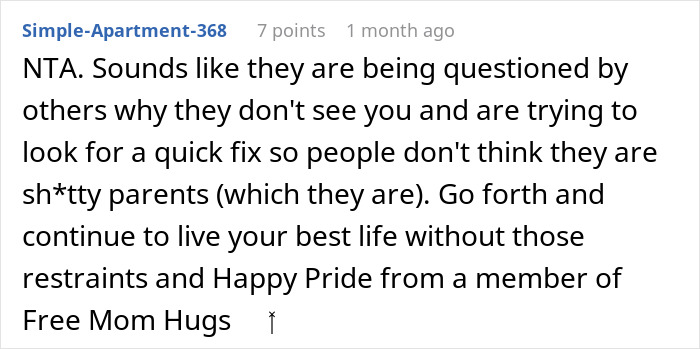 Reddit comment discussing parents favoring adopted kids while treating bio son unfairly, seeking forgiveness without apology. - 51