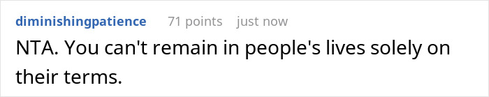 Screenshot of an online comment discussing boundaries after a gay man spends $1.3K to attend twin&rsquo;s wedding.