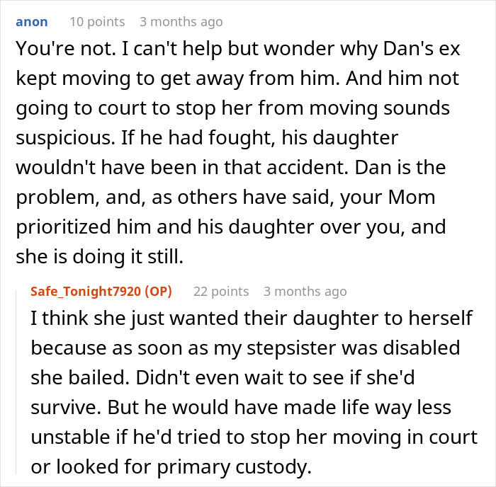 Screenshot of an online forum discussing a guy refusing to relocate wedding for his disabled stepsister, causing family drama. - 30