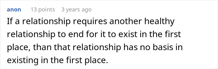 Screenshot of a social media comment discussing relationship dynamics and insecurity between a man's longtime girlfriend and new girlfriend.