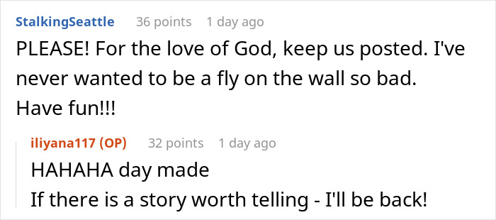 Screenshot of a Reddit conversation with users reacting to a story about a bride canceling a guest’s resort room out of spite. - 44