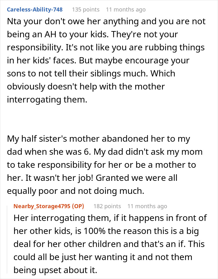 Alt text: Excerpt of an online discussion about a woman cheating and expecting partner to care for her children with other men.
