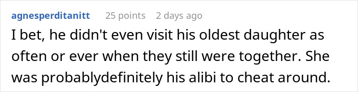 Comment discussing a man canceling plans to go on a cycle trip instead of watching his daughter. Comment discussing a man canceling plans to go on a cycle trip instead of watching his daughter.