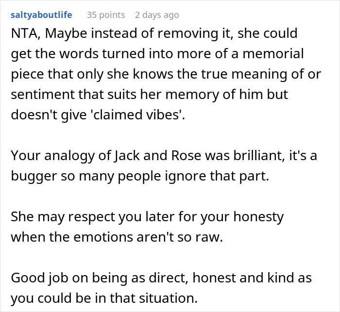 Reddit user explains why friend's tattoo is ruining her love life using Titanic analogy, leaving her in tears.